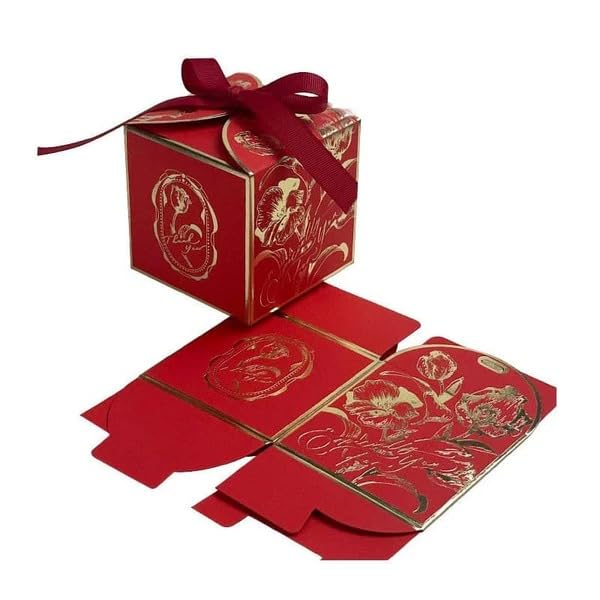 Small Size Square Shape Decorative Folding Storage Box (Maroon)