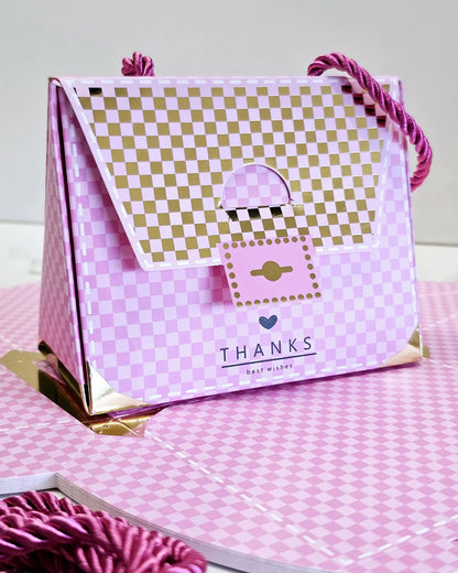 Purse shape Gift Boxes with handle Gift Paper Boxes (Pink)