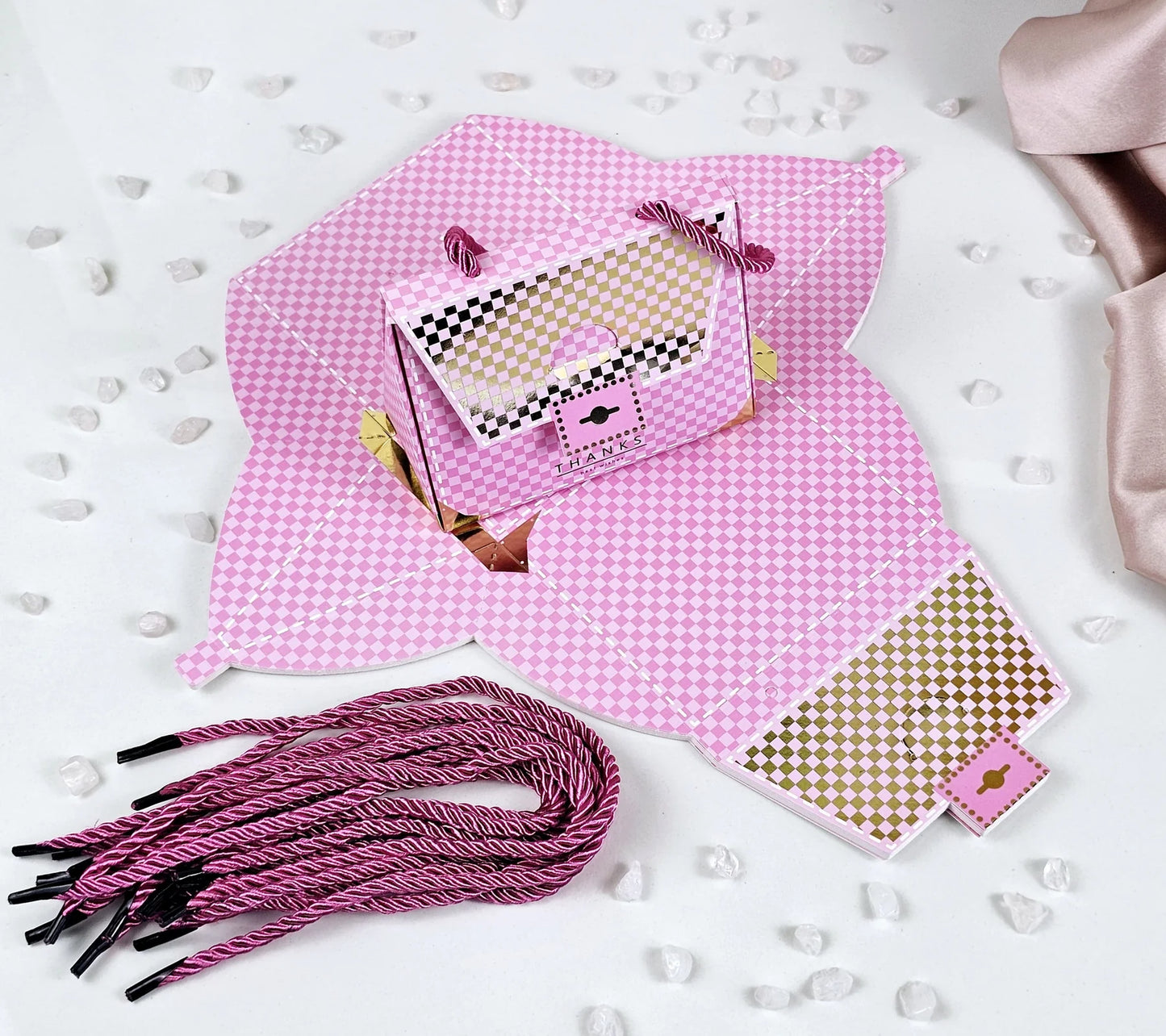 Purse shape Gift Boxes with handle Gift Paper Boxes (Pink)