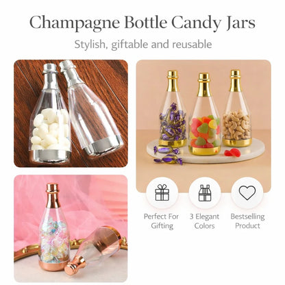 Golden Acrylic Box Champagne Design Plastic Storage Bottles (11.5 cm)