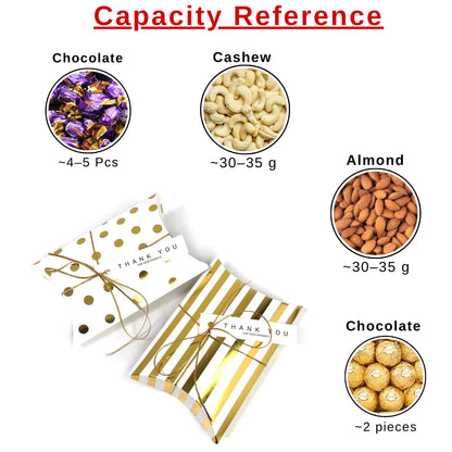 Golden Decorative Folding Paper pillow Gift Boxes For Gifting Chocolates, Dryfruits Items