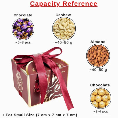 Small Size Square Shape Decorative Folding Storage Box (Maroon)