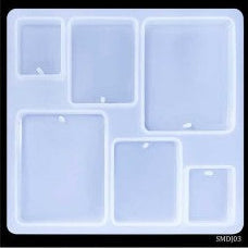 Keychain and Pendant 6 Cavity Rectangle 10.8×10.2cm 6mm Depth Silicon Mould