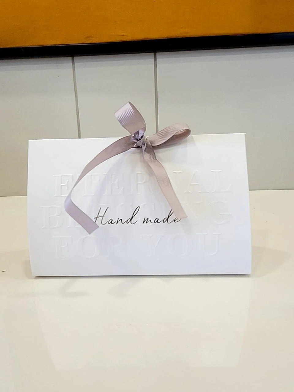 Folding Paper Box With Ribbon (White)
